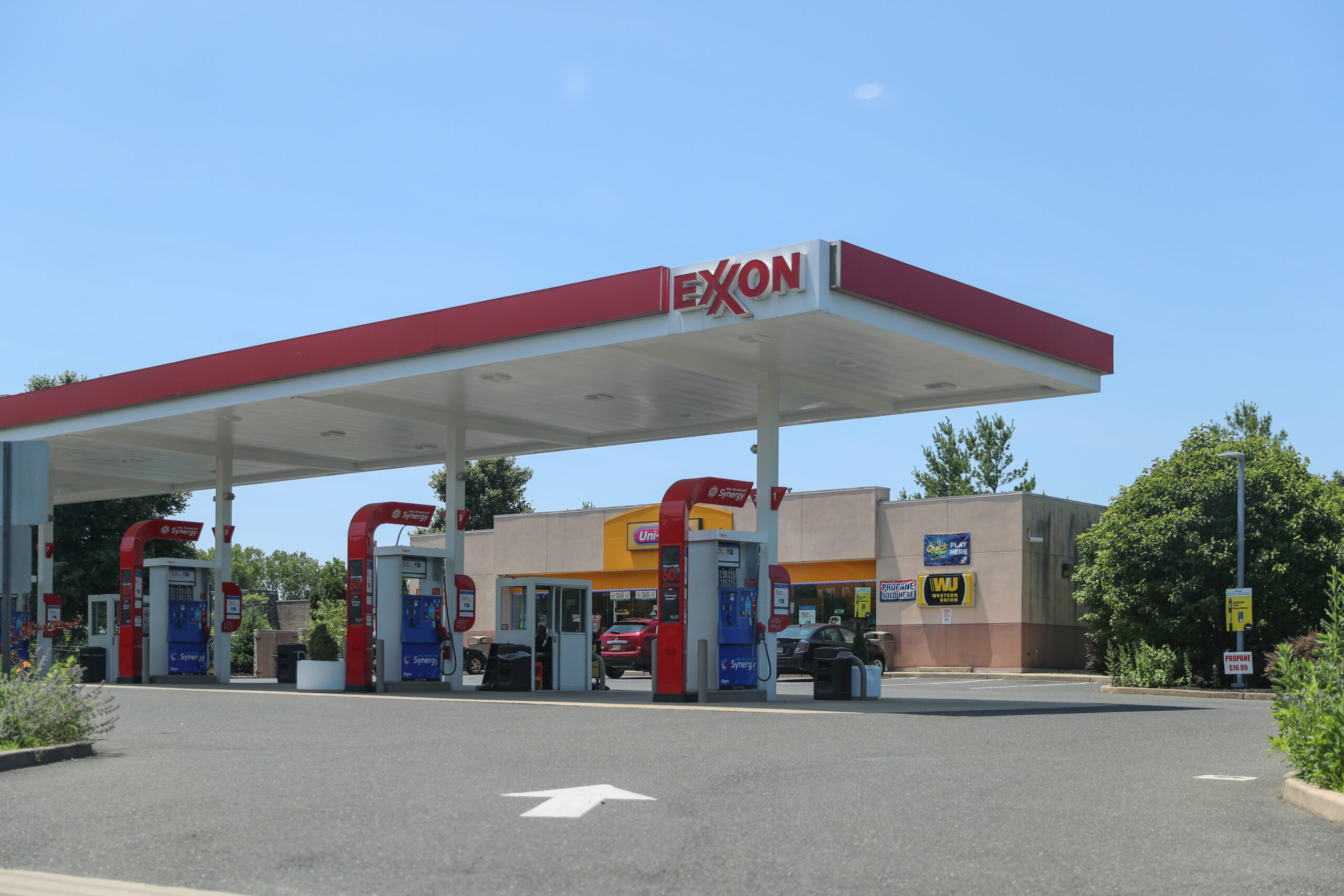 ExxonMobil gas station with pumps